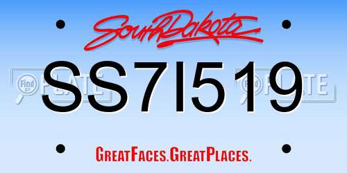SS7I519 South Dakota License Plate