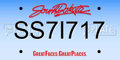 SS7I717 South Dakota License Plate