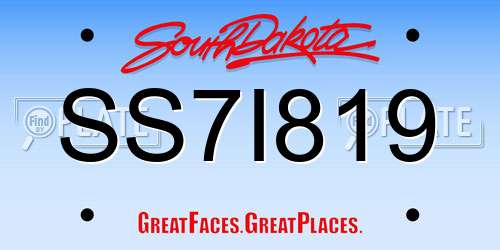 SS7I819 South Dakota License Plate