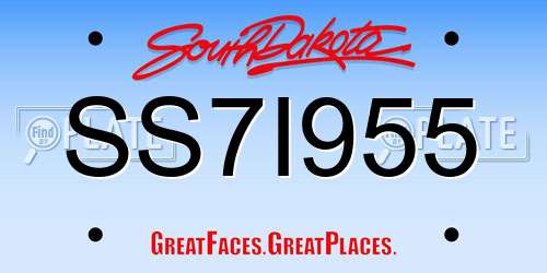 SS7I955 South Dakota License Plate