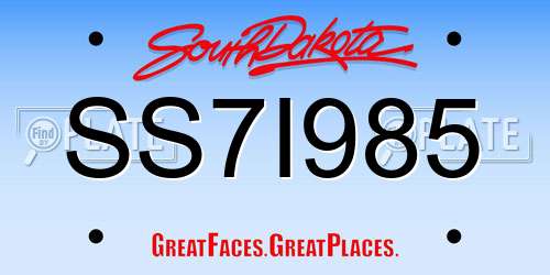 SS7I985 South Dakota License Plate