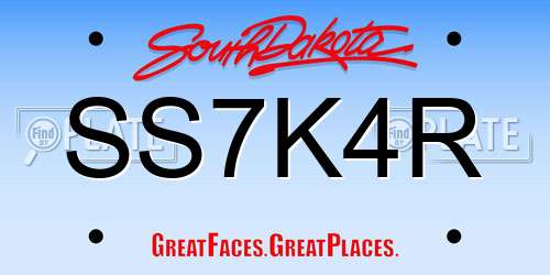 SS7K4R South Dakota License Plate