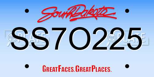 SS7O225 South Dakota License Plate