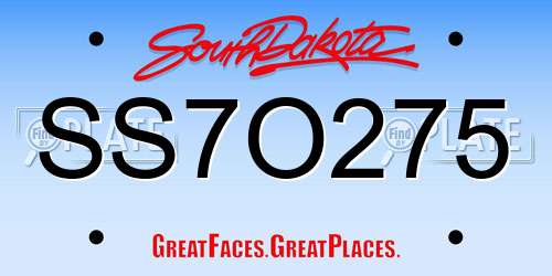 SS7O275 South Dakota License Plate