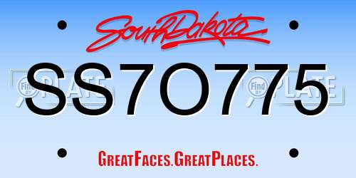 SS7O775 South Dakota License Plate