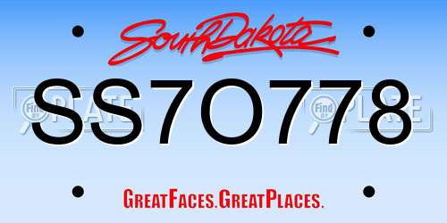 SS7O778 South Dakota License Plate