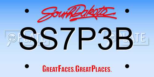 SS7P3B South Dakota License Plate