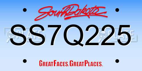 SS7Q225 South Dakota License Plate