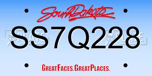 SS7Q228 South Dakota License Plate
