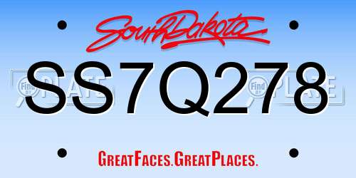 SS7Q278 South Dakota License Plate