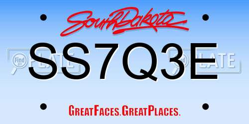 SS7Q3E South Dakota License Plate