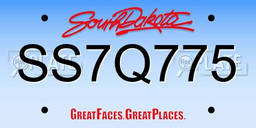 SS7Q775 South Dakota License Plate