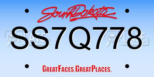 SS7Q778 South Dakota License Plate