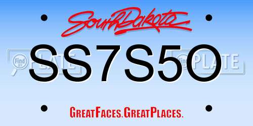 SS7S5O South Dakota License Plate