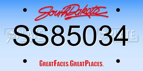 SS85034 South Dakota License Plate