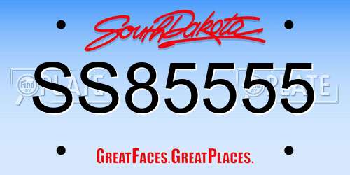 SS85555 South Dakota License Plate
