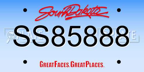 SS85888 South Dakota License Plate