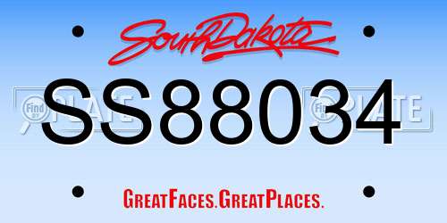 SS88034 South Dakota License Plate