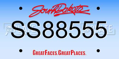 SS88555 South Dakota License Plate
