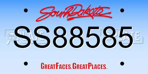 SS88585 South Dakota License Plate