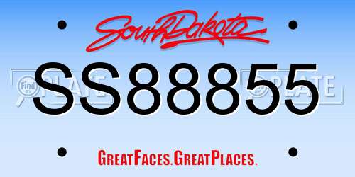 SS88855 South Dakota License Plate