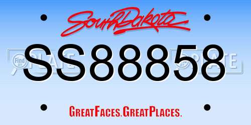 SS88858 South Dakota License Plate