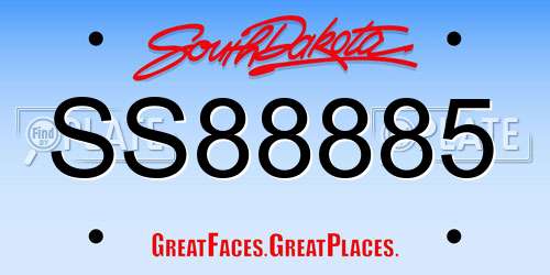 SS88885 South Dakota License Plate