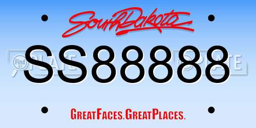 SS88888 South Dakota License Plate