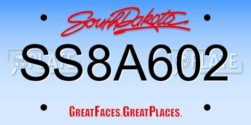 SS8A602 South Dakota License Plate