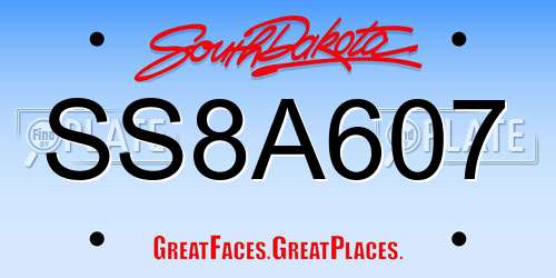 SS8A607 South Dakota License Plate