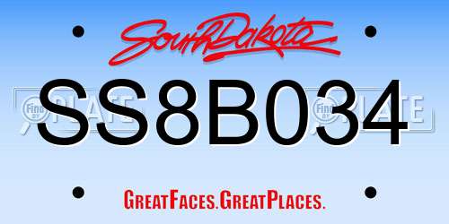 SS8B034 South Dakota License Plate