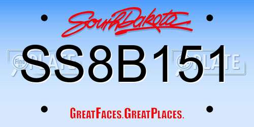 SS8B151 South Dakota License Plate