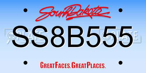 SS8B555 South Dakota License Plate