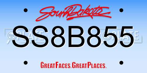 SS8B855 South Dakota License Plate