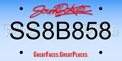 SS8B858 South Dakota License Plate