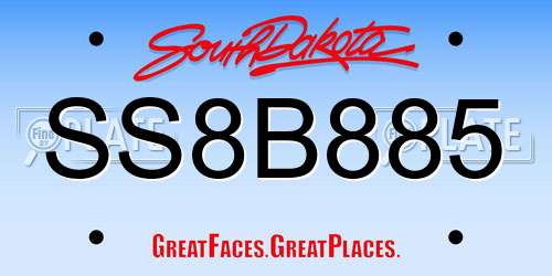 SS8B885 South Dakota License Plate