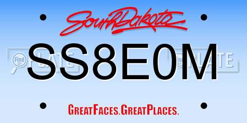 SS8E0M South Dakota License Plate