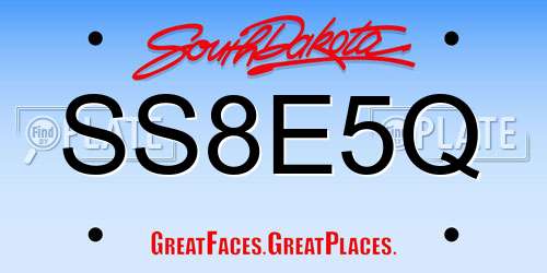 SS8E5Q South Dakota License Plate