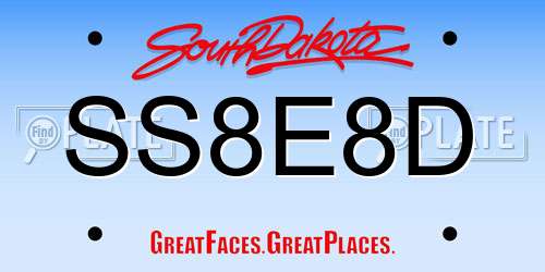 SS8E8D South Dakota License Plate