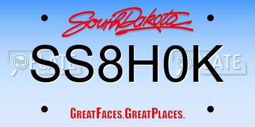 SS8H0K South Dakota License Plate
