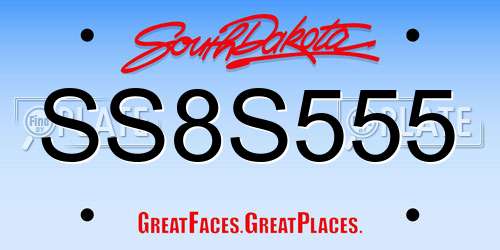 SS8S555 South Dakota License Plate