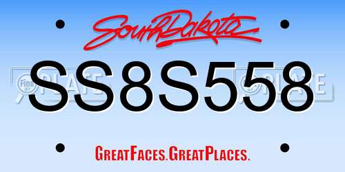 SS8S558 South Dakota License Plate