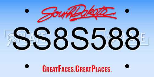 SS8S588 South Dakota License Plate