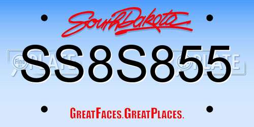 SS8S855 South Dakota License Plate