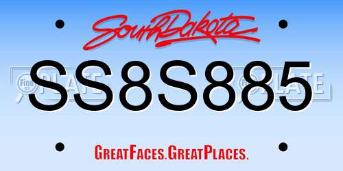 SS8S885 South Dakota License Plate
