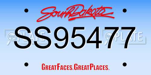 SS95477 South Dakota License Plate