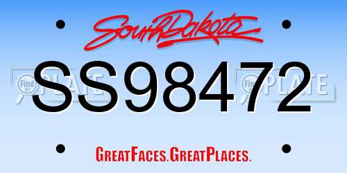 SS98472 South Dakota License Plate