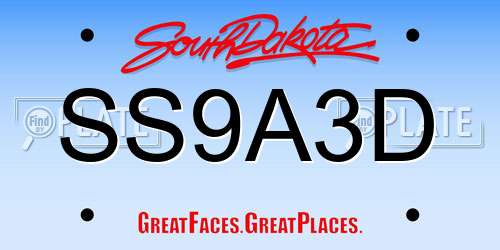 SS9A3D South Dakota License Plate