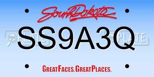 SS9A3Q South Dakota License Plate