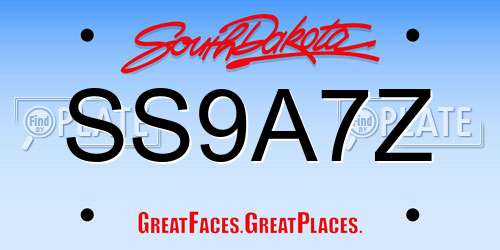 SS9A7Z South Dakota License Plate